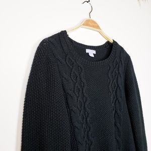 Laura Scott • Black Cable waffle Thick Sweater